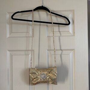 NWOT IMAN Gold Snakeprint Embellished Bag